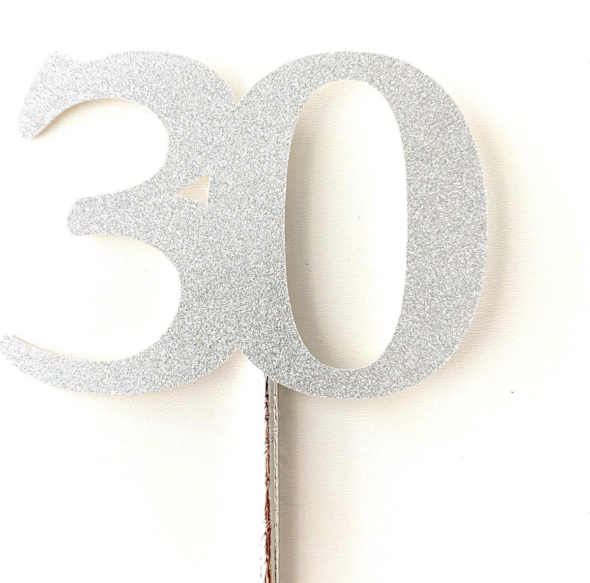 Taarttopper| Cake topper | Taartversiering| Verjaardag| Cijfers | 30 | Zilver glitter|14 cm| karton